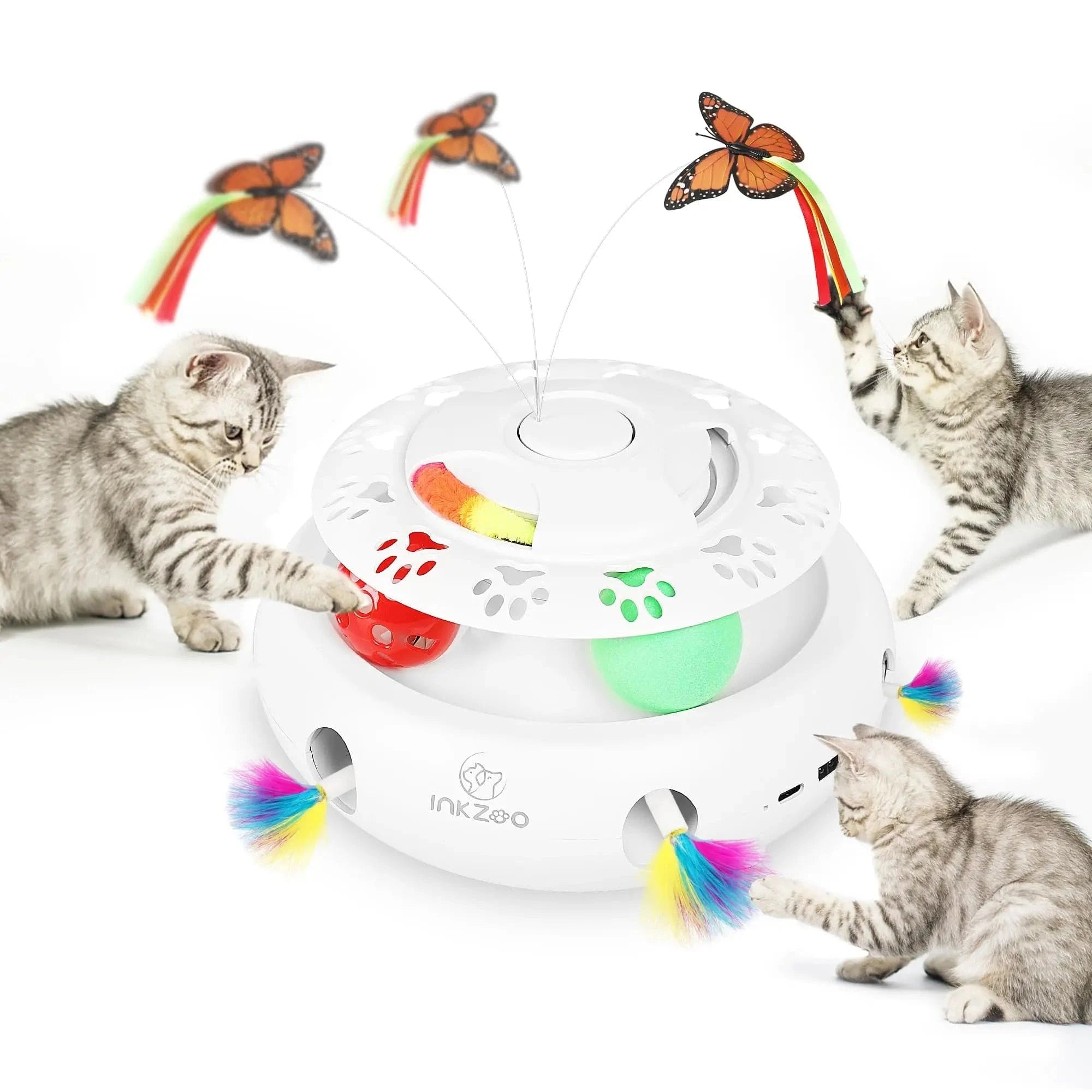 TechnuPet Smart Cat Toys Upgrade-White Interactive Whack-A-Mole Cat Toy