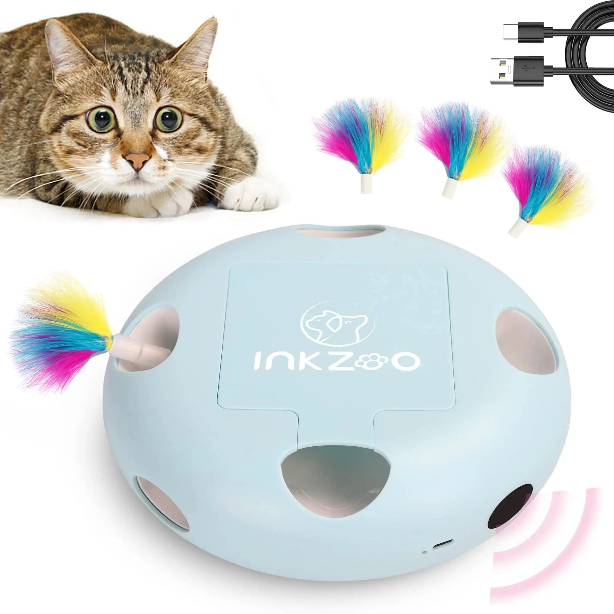 TechnuPet Smart Cat Toys Blue Interactive Whack-A-Mole Cat Toy
