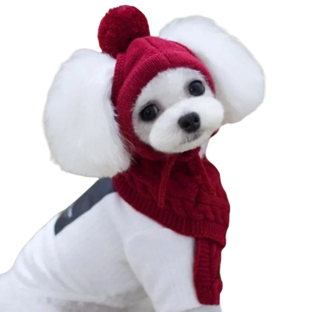 TechnuPet Dog Christmas Outfit Knitted Dog Winter Hat and Scarf Christmas Outfit