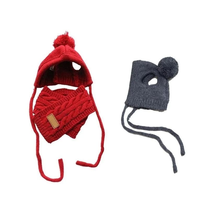 TechnuPet Dog Christmas Outfit Knitted Dog Winter Hat and Scarf Christmas Outfit