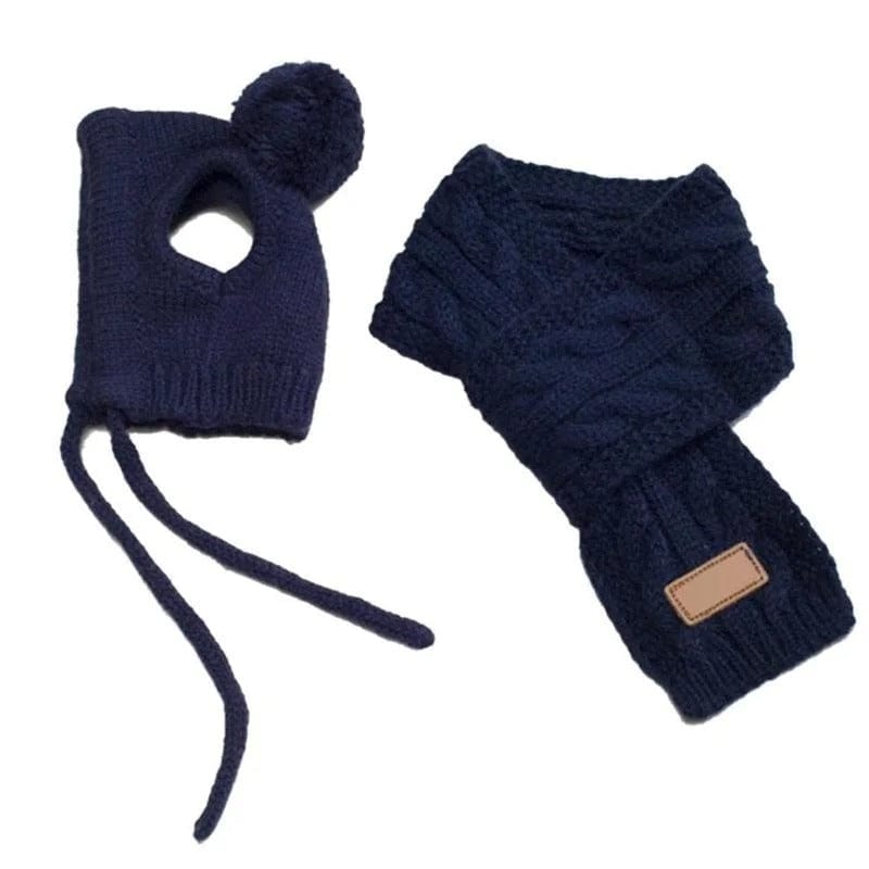 TechnuPet Dog Christmas Outfit Knitted Dog Winter Hat and Scarf Christmas Outfit