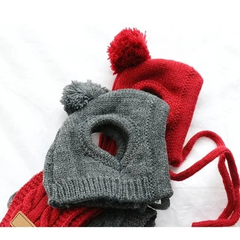 TechnuPet Dog Christmas Outfit Knitted Dog Winter Hat and Scarf Christmas Outfit