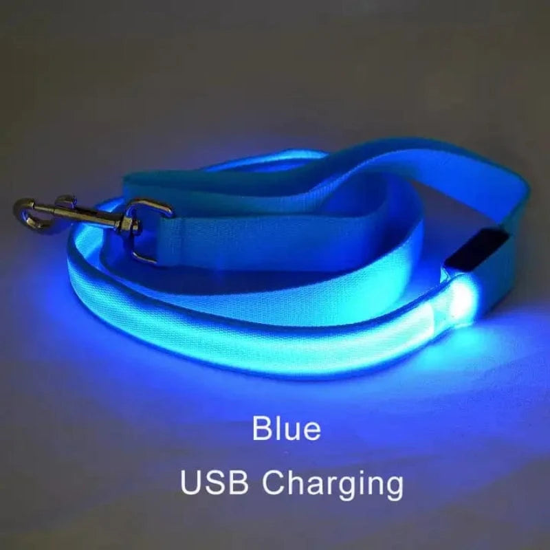 TechnuPet Smart Dog Leash Blue USBCharging / Traction rope only LED Light Up Dog Leash with Safety Glow