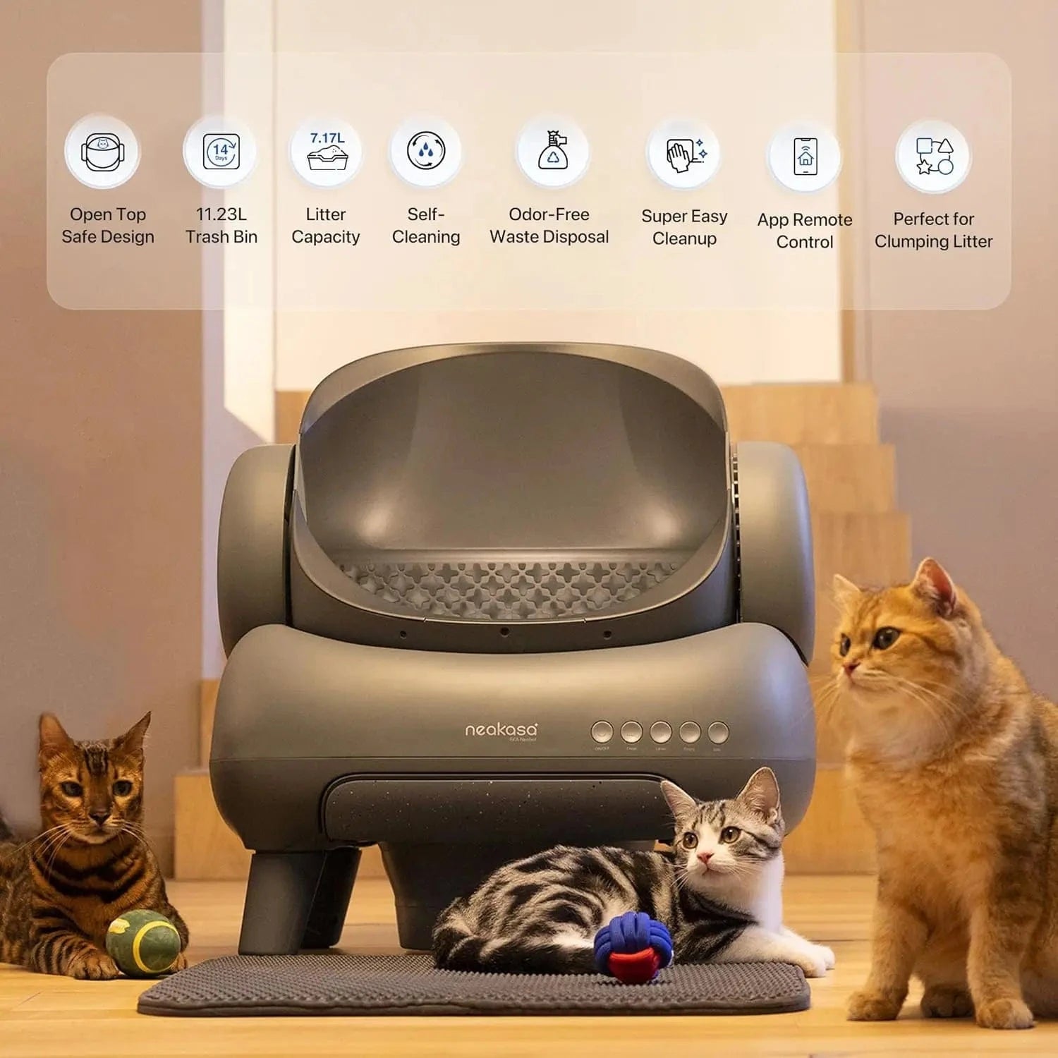 TechnuPet Smart Cat Litter Open-Top Self-Cleaning Litter Box