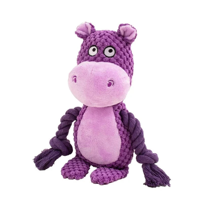 TechnuPet Dog Toys Hippo Plush Squeaky Dog Chew Toy