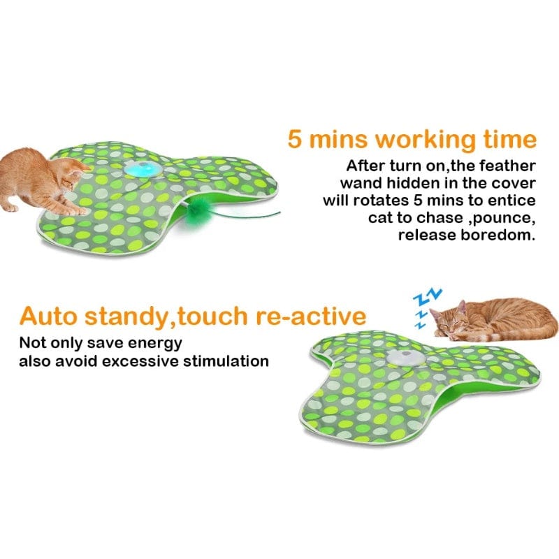 TechnuPet Smart Cat Toys green Rechargeable Interactive Cat Toy with Feather & Mouse