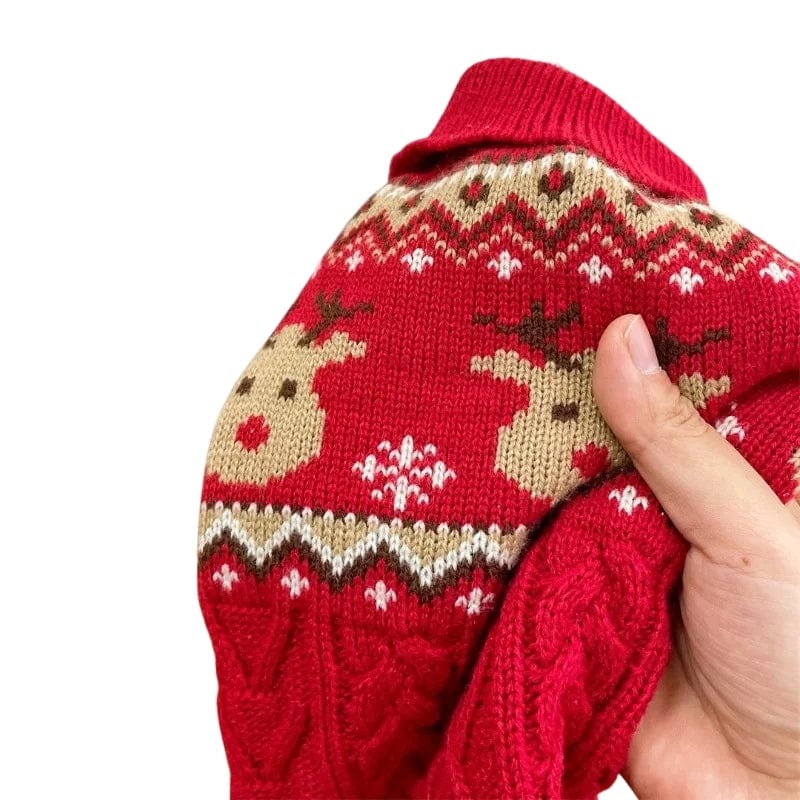 TechnuPet Dog Sweaters Red Christmas Dog Sweater with Gingerbread Man Design