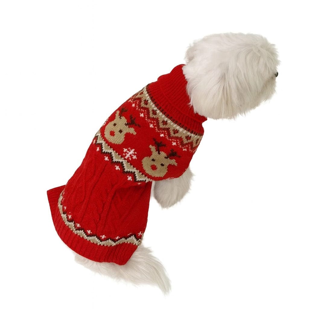 TechnuPet Dog Sweaters Red Christmas Dog Sweater with Gingerbread Man Design
