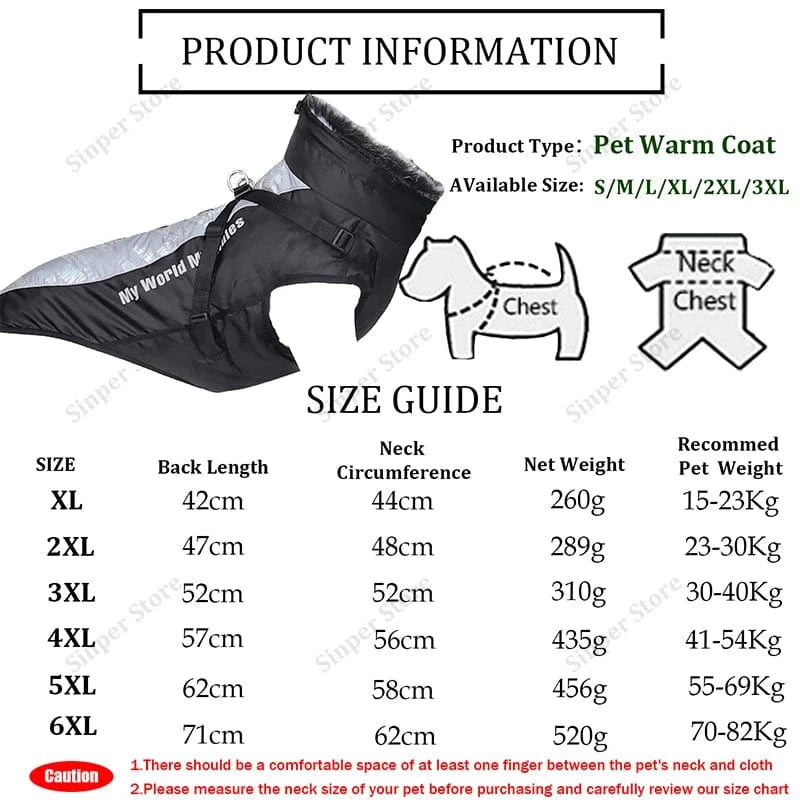 TechnuPet Pet Clothing JY2500173-SW / 5XL Reflective Waterproof Warm Dog Jacket
