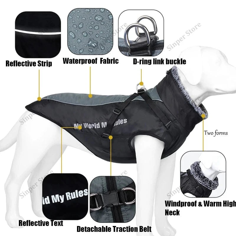 TechnuPet Pet Clothing Reflective Waterproof Warm Dog Jacket
