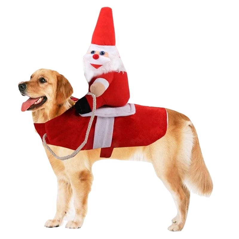 TechnuPet Dog Christmas Outfit Riding Santa Claus Christmas Dog Outfit