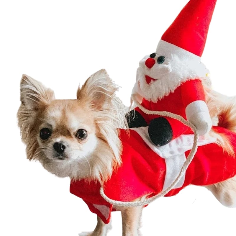 TechnuPet Dog Christmas Outfit Riding Santa Claus Christmas Dog Outfit