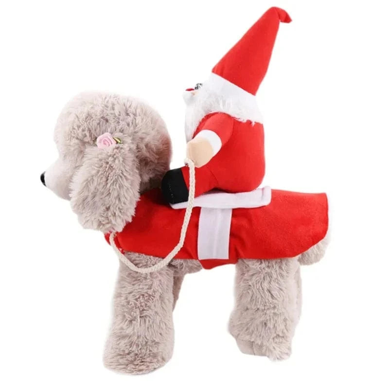 TechnuPet Dog Christmas Outfit Riding Santa Claus Christmas Dog Outfit