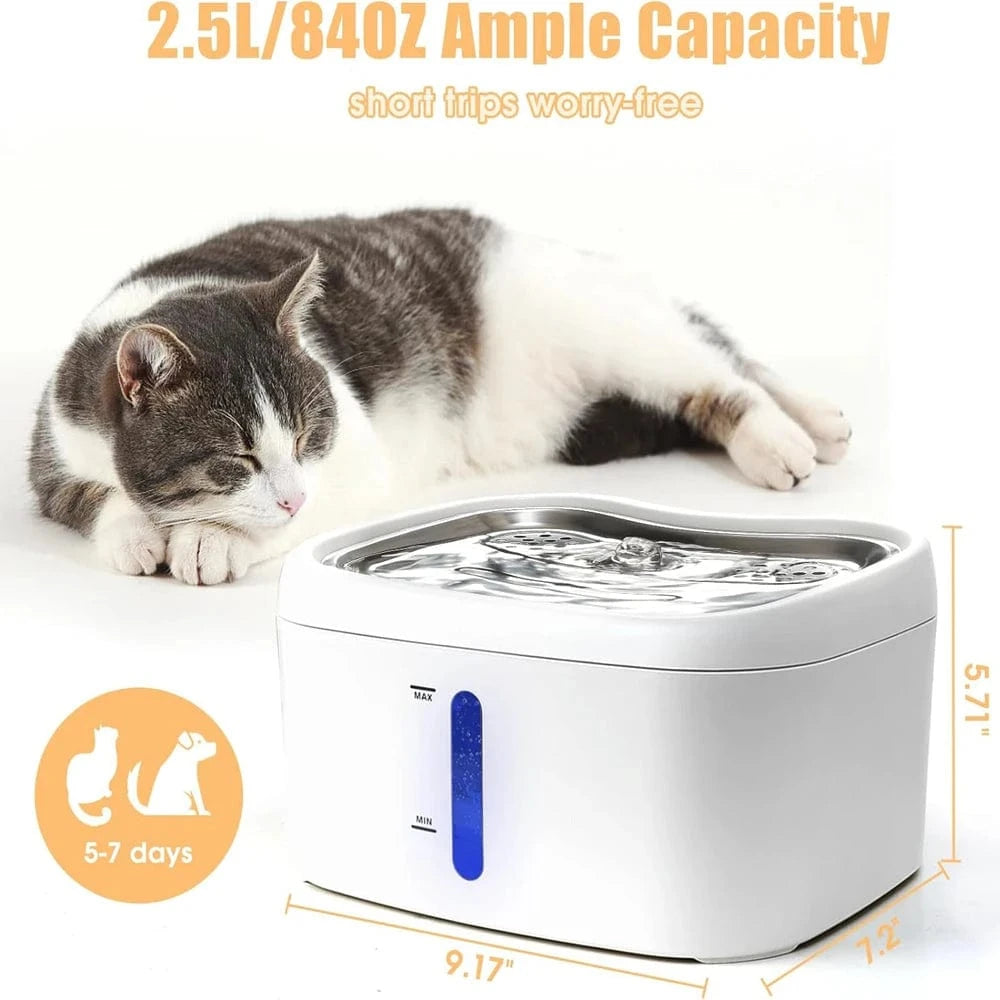 TechnuPet Smart Cat Water Fountain Smart Automatic Pet Water Fountain – 2.5L APP-Controlled