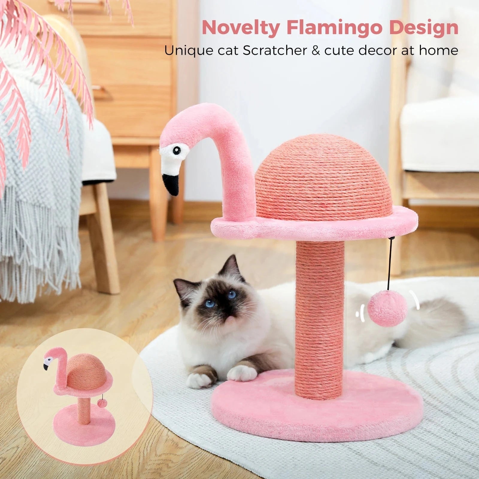 TechnuPet Cat Scratching Post Tall Cat Scratching Post with Spring Ball
