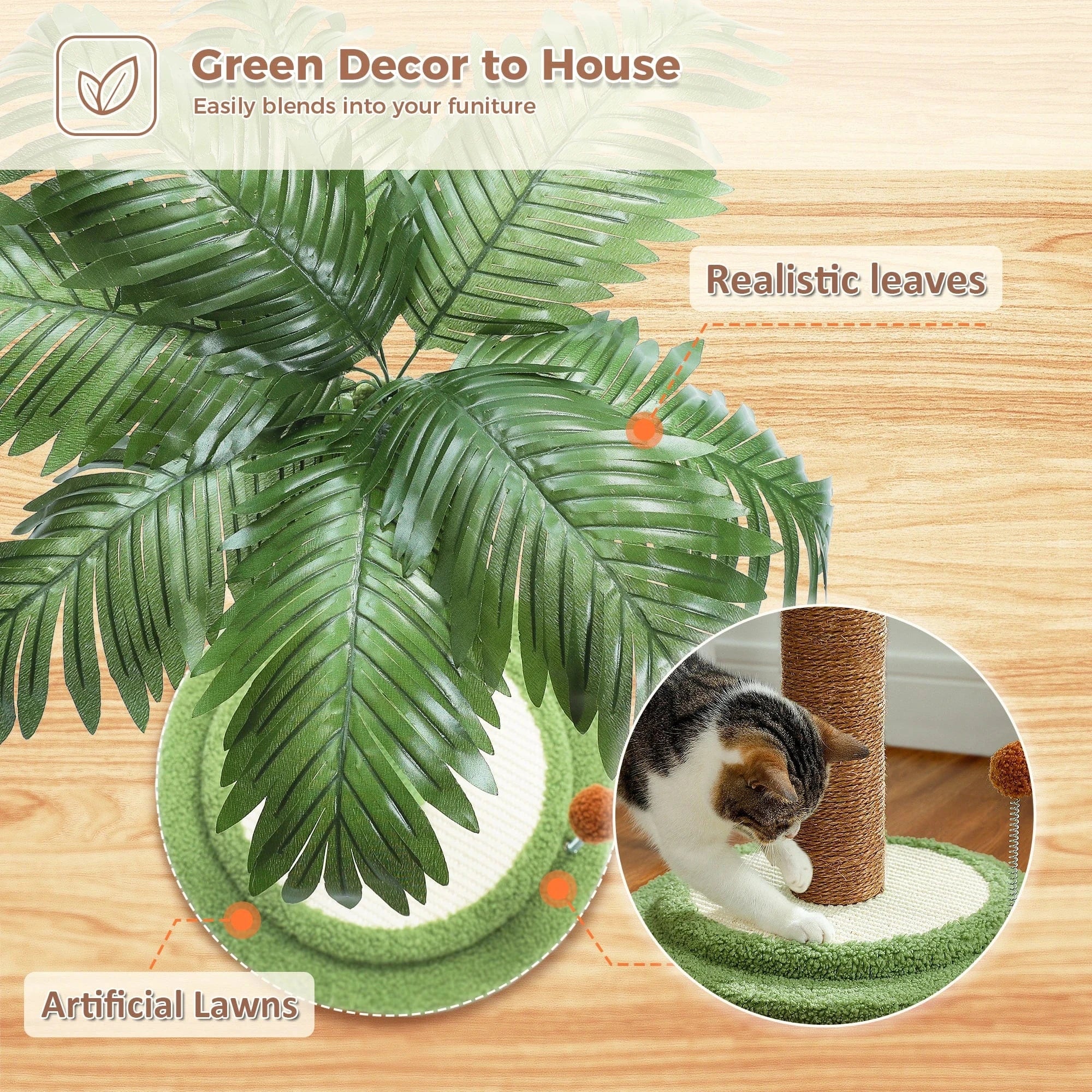 TechnuPet Cat Scratching Post Tall Cat Scratching Post with Spring Ball