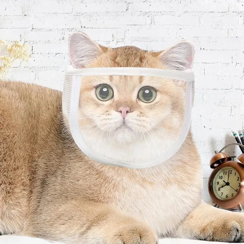 TechnuPet Cat Nail Care Transparent Cat Muzzle – Anti-Bite Face Guard for Nail Trimming