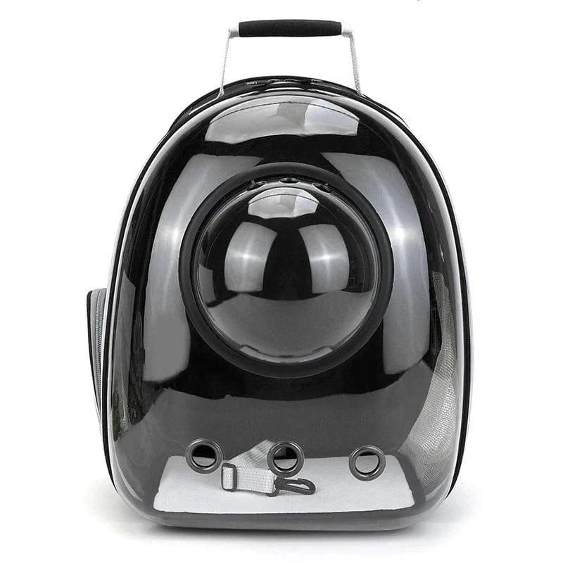 TechnuPet Pet Backpack Black With Cover Transparent Space Capsule Pet Backpack