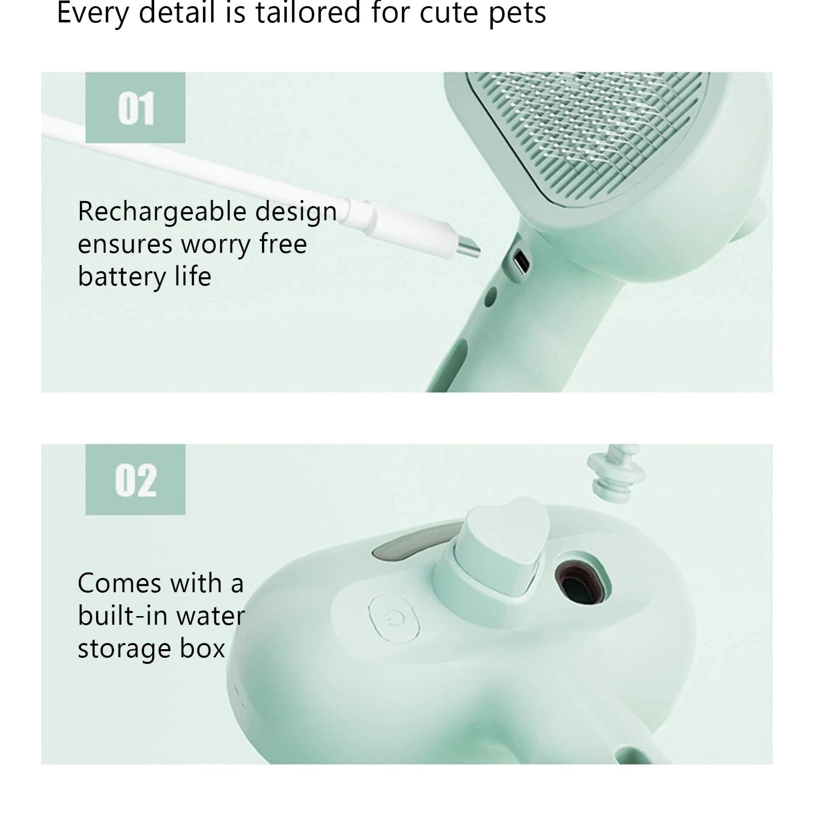 TechnuPet Dog Brush USB Pet Steam Comb