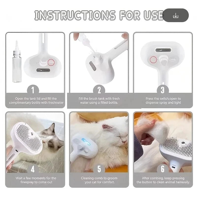 TechnuPet Dog Brush USB Pet Steam Comb
