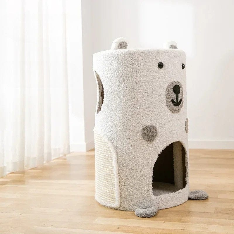 TechnuPet Cat Scratching Post WHITE B Velvet Cat Climbing Scratching Post