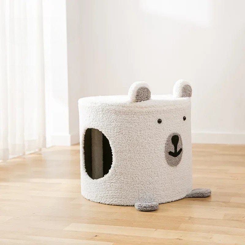 TechnuPet Cat Scratching Post WHITE A Velvet Cat Climbing Scratching Post