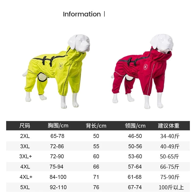 TechnuPet Dog Raincoats Waterproof Breathable Dog Raincoat for Large Dogs
