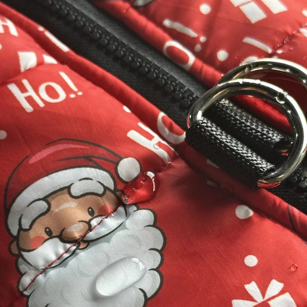 TechnuPet Dog Christmas Outfit Waterproof Christmas Print Dog Jacket Coat