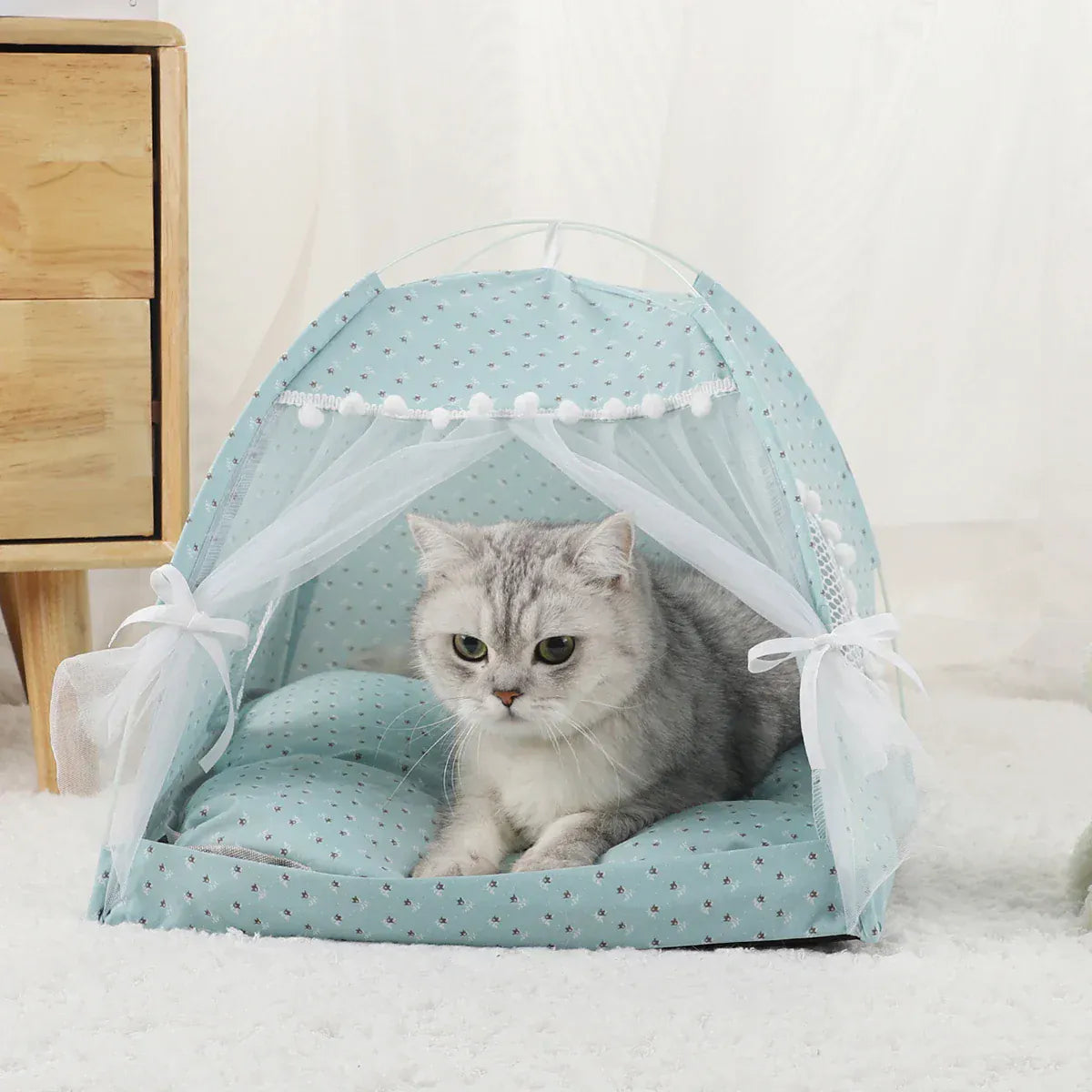TechnuPet Cat Bed Green / S 35x35cm / CHINA Winter Clamshell Cat Tent Bed