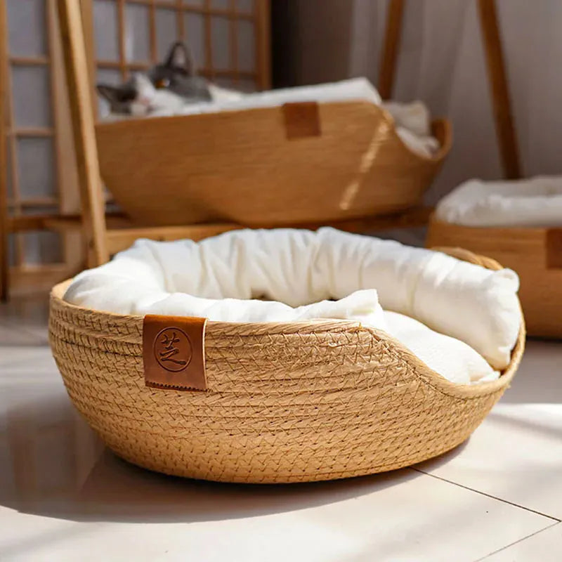 TechnuPet Cat Bed Woven Bamboo Pet Bed