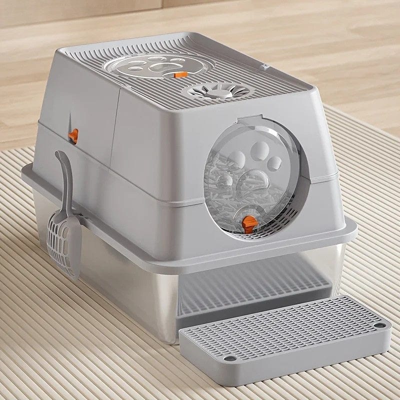 TechnuPet Smart Cat Litter XL Stainless-Steel Cat Litter Box