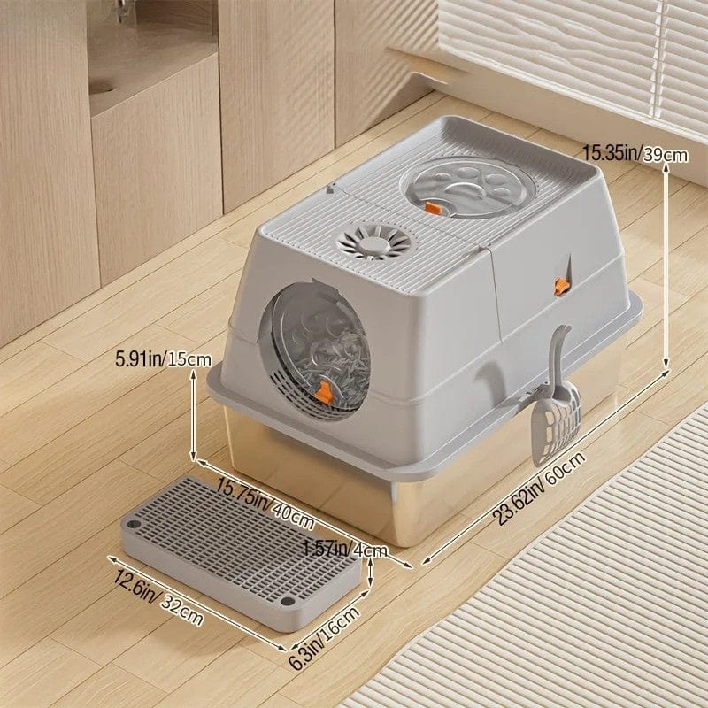 TechnuPet Smart Cat Litter XL Stainless-Steel Cat Litter Box