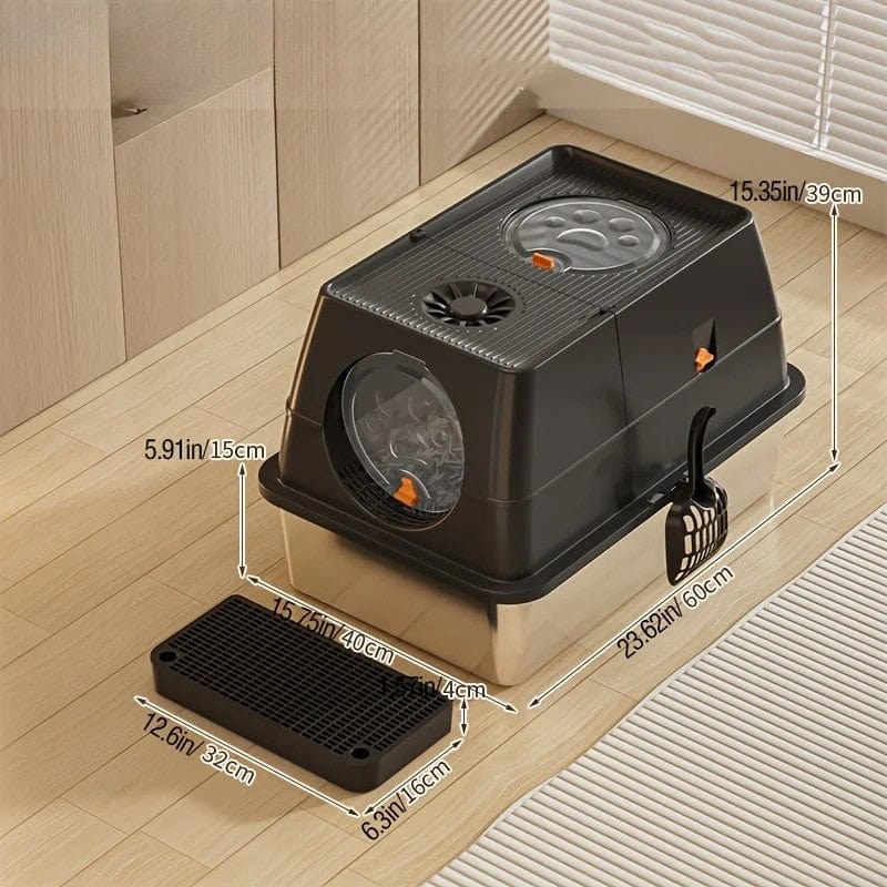 TechnuPet Smart Cat Litter XL Stainless-Steel Cat Litter Box