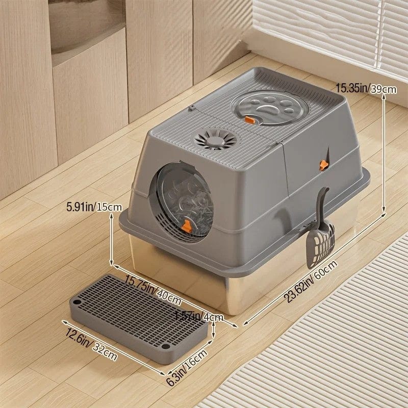 TechnuPet Smart Cat Litter XL Stainless-Steel Cat Litter Box