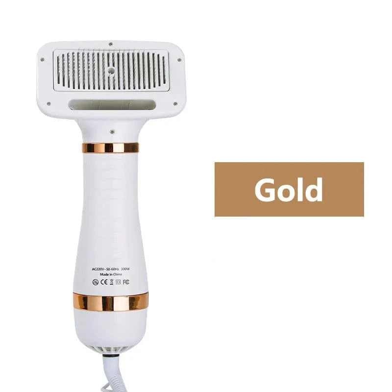 TechnuPet Dog Brush Gold-EU 2-in-1 Pet Hair Dryer with Slicker Brush