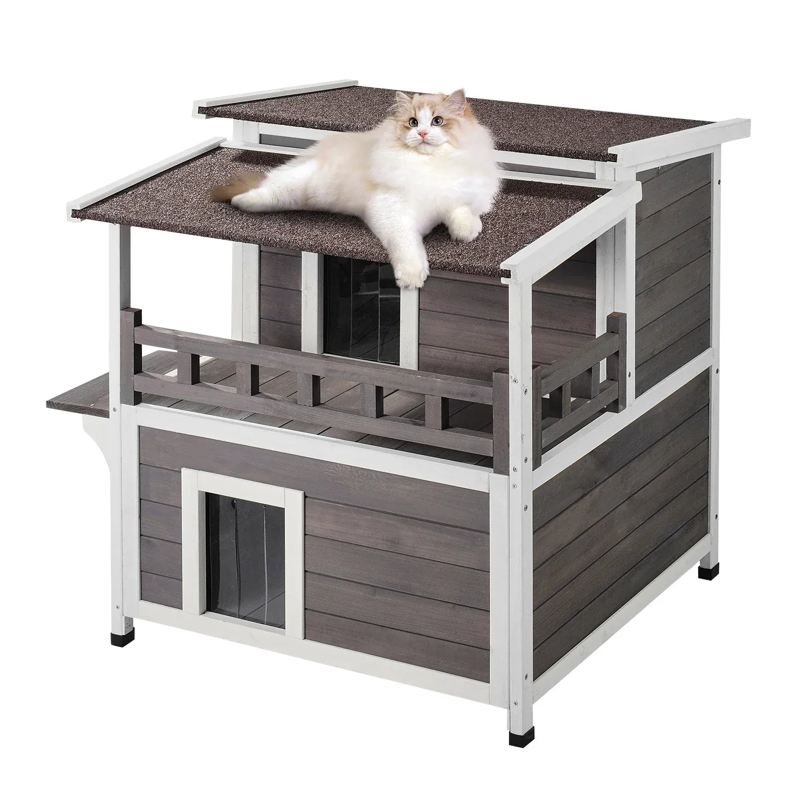 TechnuPet Cat Houses 2-Story Outdoor Wooden Cat House
