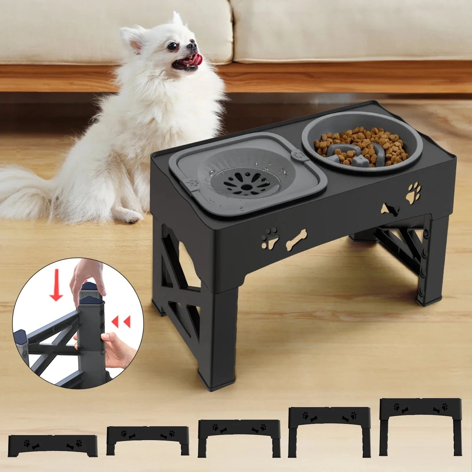 TechnuPet Raised Dog Bowls 3-in-1 Adjustable Pet Feeder