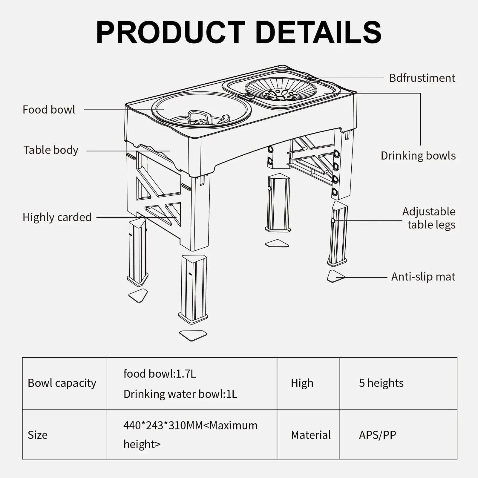TechnuPet Raised Dog Bowls 3-in-1 Adjustable Pet Feeder
