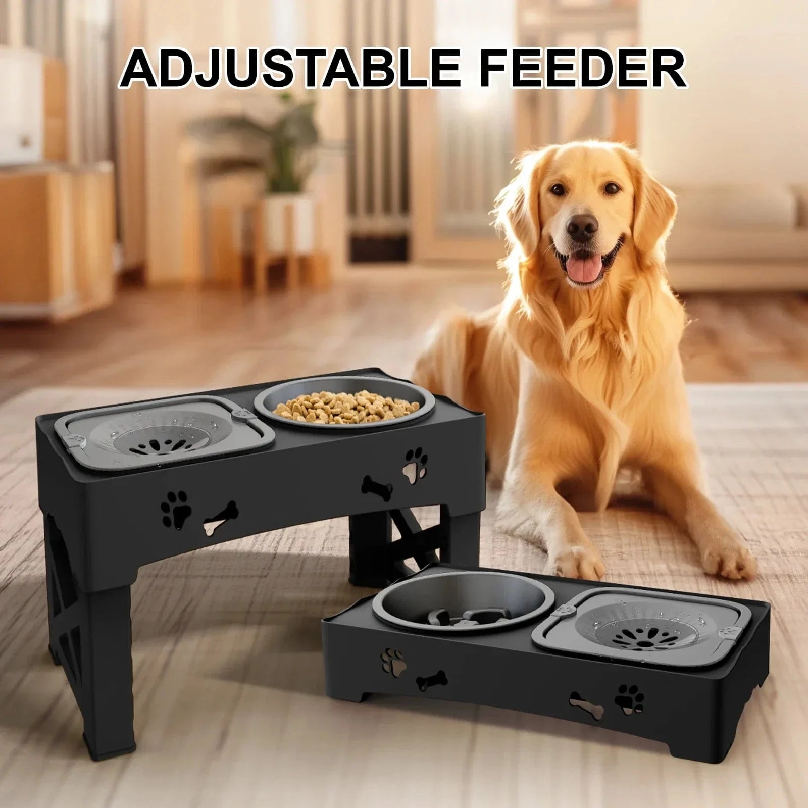 TechnuPet Raised Dog Bowls 3-in-1 Adjustable Pet Feeder