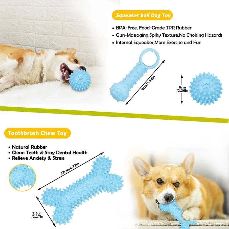 TechnuPet Dog Toys Blue 5-Pack Plush Dog Toys
