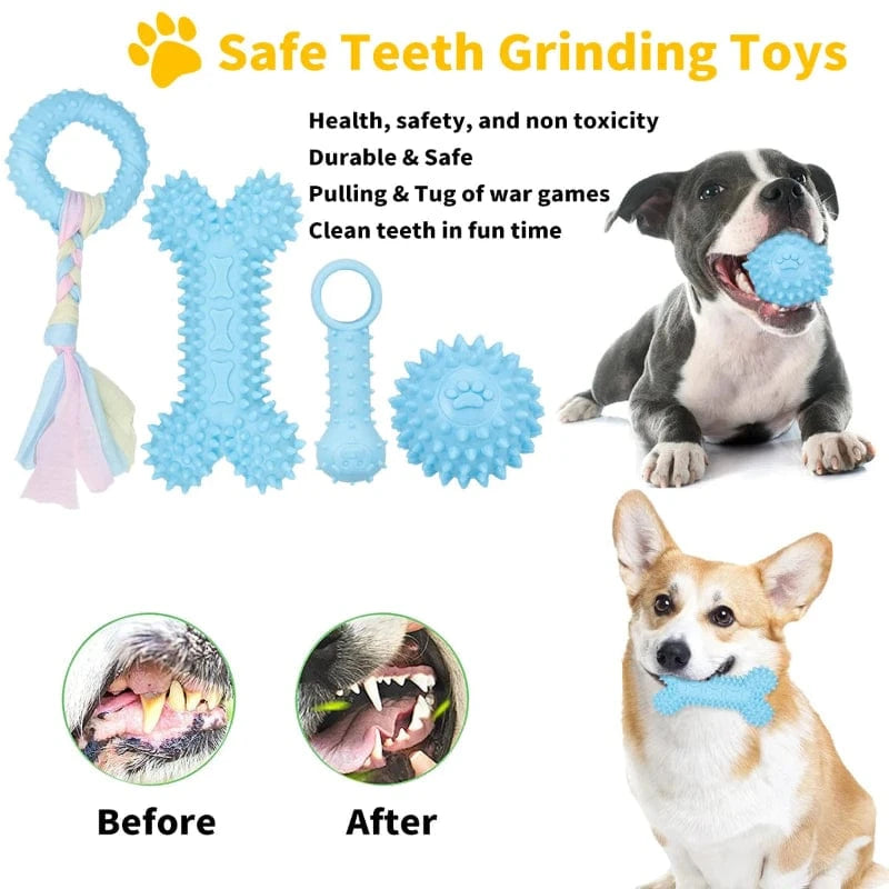TechnuPet Dog Toys Blue 5-Pack Plush Dog Toys