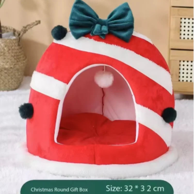 Christmas Box Design Warm Cat Nest Bed