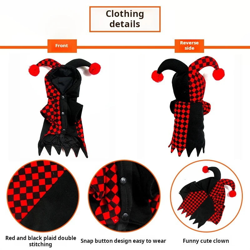 Halloween Clown Pet Costume for Dogs and Cats
