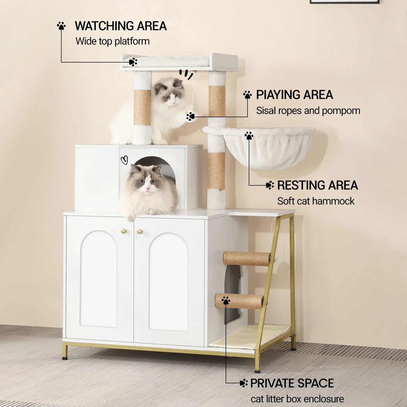 TechnuPet Cat Tree Cat Tree with Litter Box Cabinet