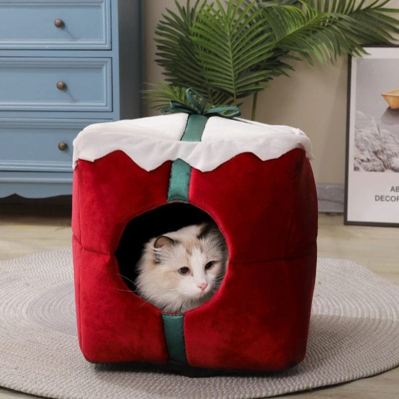 TechnuPet Cat Houses Red / 40cm Christmas Cat House Winter Warm Sleeping Bed