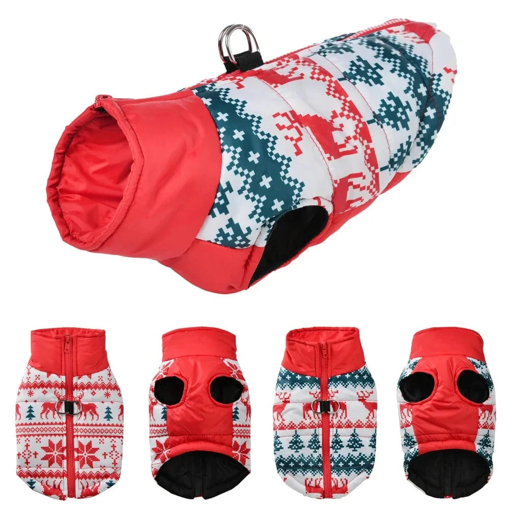 TechnuPet Dog Life jacket Christmas Print Warm Dog Jacket for Small Dogs