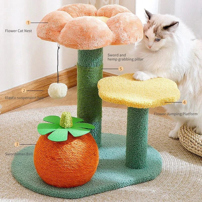 TechnuPet Cat Scratching Post Flower Colourfull Flower Cat Scratching Post