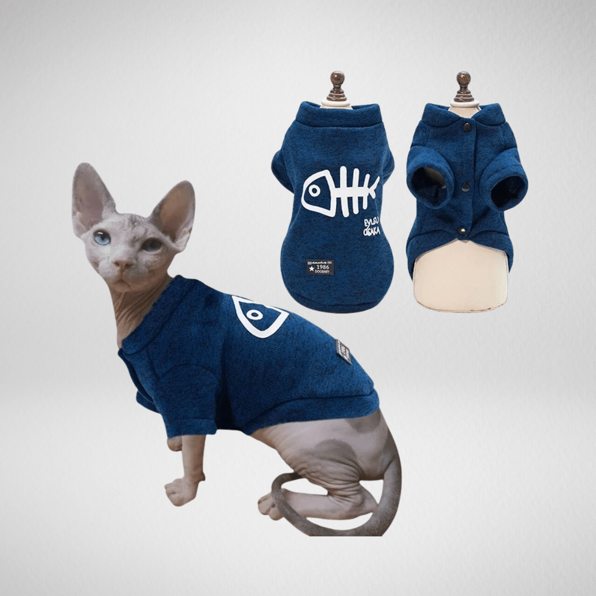 TechnuPet Cat Sweaters Fishbone Winter Pet Sweatshirt