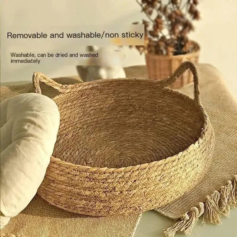 TechnuPet Cat Bed Hand-Woven Rattan Cat Bed