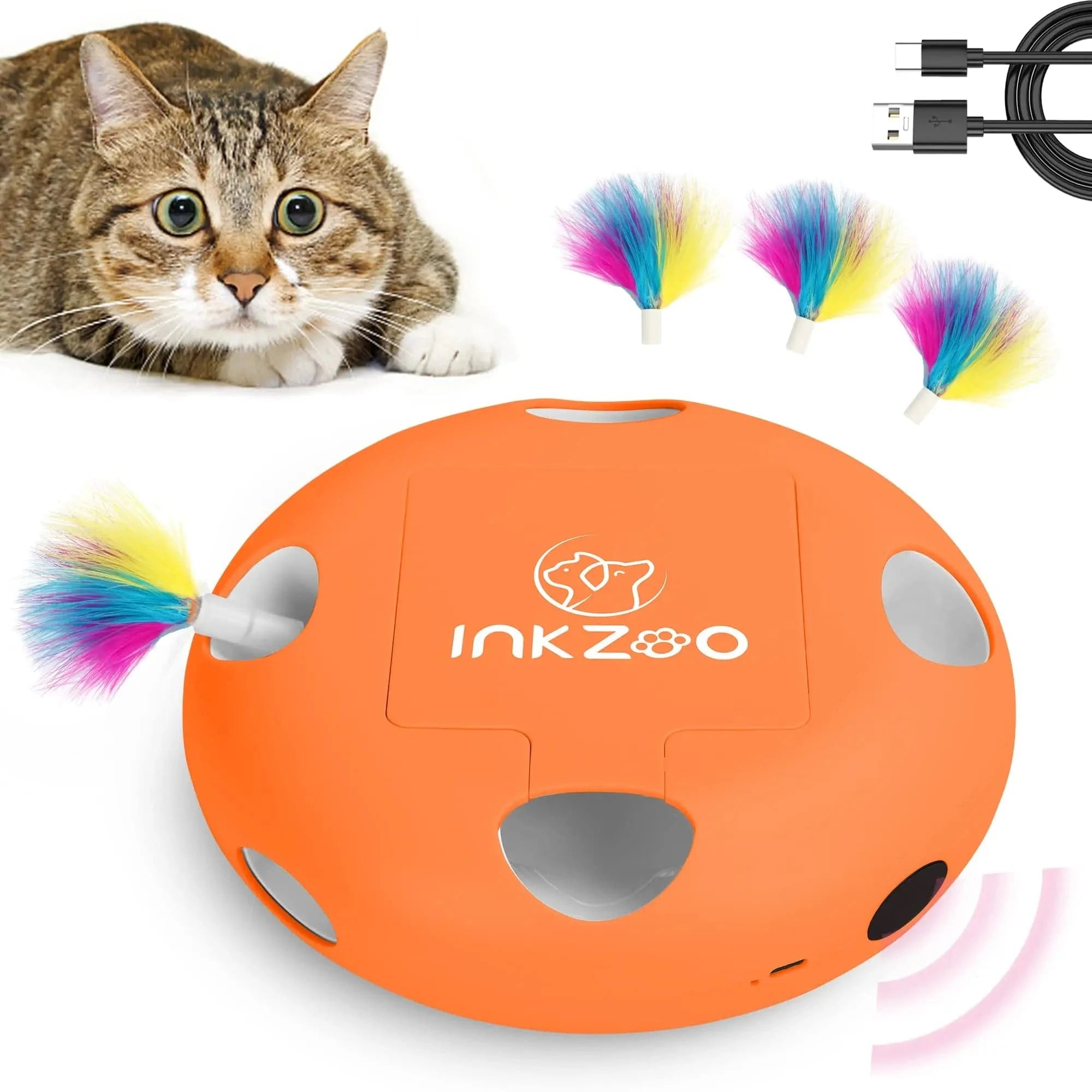 TechnuPet Smart Cat Toys Orange Color Interactive Whack-A-Mole Cat Toy